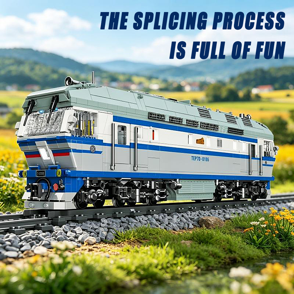 Model Kit Locomotive - Diesel Locomotive TEP70 Train Building Blocks